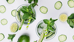 Top down view of some delicious looking mint mojitos!